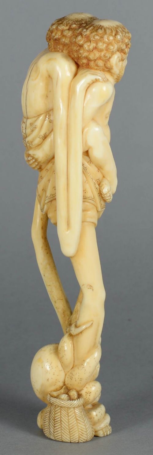 HUMOROUS JAPANESE MEIJI PERIOD WALRUS TUSK OKIMONO ASHINAGA TENAGA TOMICHIKA - ADDITIONAL PHOTO 2