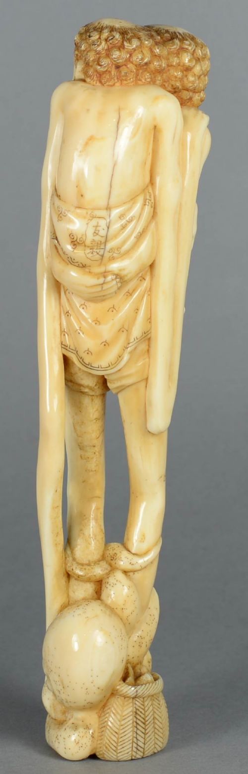 HUMOROUS JAPANESE MEIJI PERIOD WALRUS TUSK OKIMONO ASHINAGA TENAGA TOMICHIKA - ADDITIONAL PHOTO 3