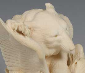EXHIBITION QUALITY JAPANESE IVORY OKIMONO BEARS AND EAGLE SIGNED TOMOKAZU - ADDITIONAL PHOTO 13