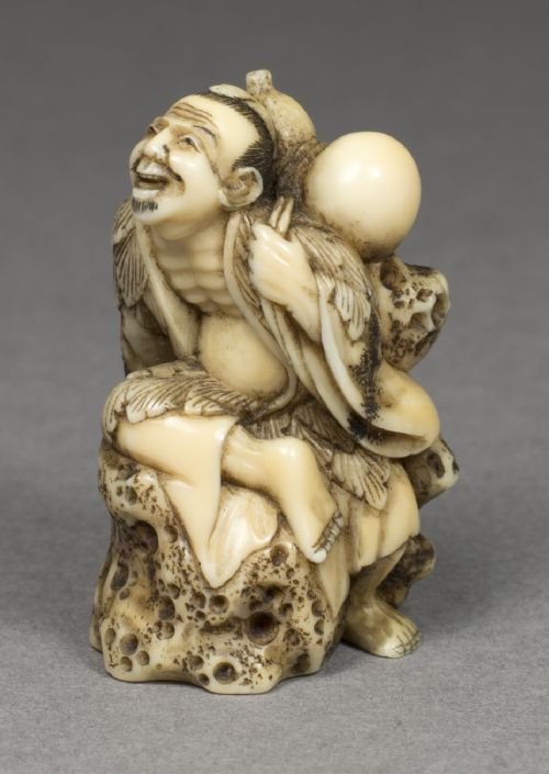 a japanese edo period walrus marine ivory netsuke chokaro sennin - CATEGORY: ANTIQUE MISCELLANEOUS - DATED 1850