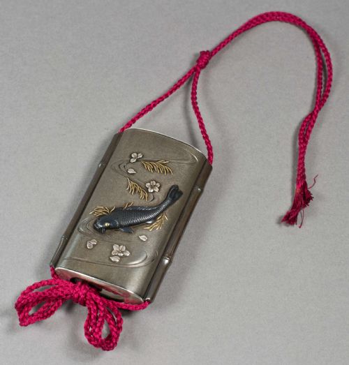 high quality japanese shibuichi mixed metal sheath inro ex wrangham - CATEGORY: ANTIQUE MISCELLANEOUS - DATED 1880