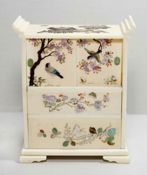 a miniature japanese ivory and shibayama table cabinet - CATEGORY: ANTIQUE CABINETS - DATED 1890