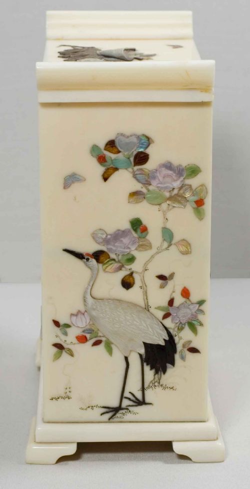 A MINIATURE JAPANESE IVORY AND SHIBAYAMA TABLE CABINET - ADDITIONAL PHOTO 1