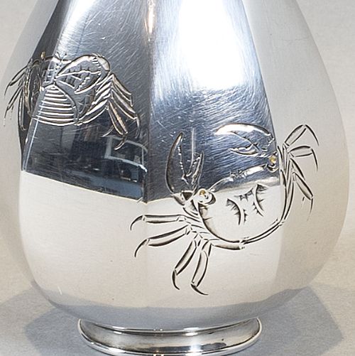 LOVELY PAIR OF JAPANESE SILVER VASES BY MASAYOSHI FOR THE HATTORI COMPANY - ADDITIONAL PHOTO 2