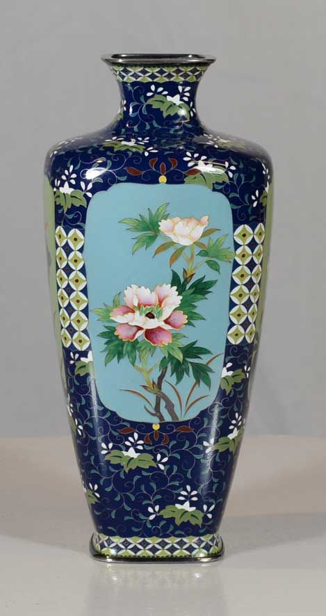 JAPANESE CLOISONNE ENAMEL FLORAL VASE ANDO JUBEI COMPANY - ADDITIONAL PHOTO 3