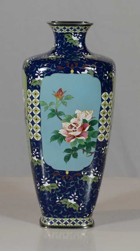 JAPANESE CLOISONNE ENAMEL FLORAL VASE ANDO JUBEI COMPANY - ADDITIONAL PHOTO 5