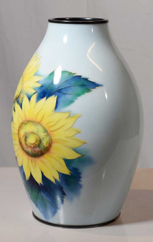 JAPANESE SILVER MOUNTED CLOISONNE ENAMEL VASE ANDO COMPANY - ADDITIONAL PHOTO 3