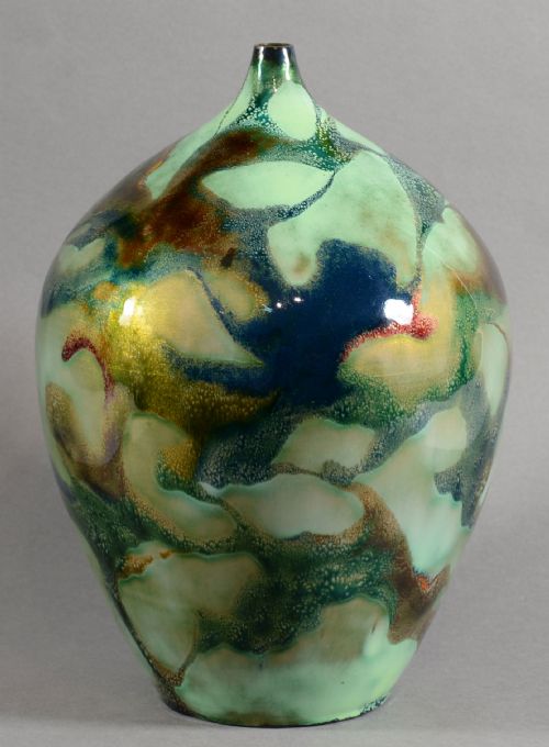 INTERESTING CONTEMPORARY STYLE JAPANESE CLOISONNE ENAMEL VASE SIGNED YUICHI - ADDITIONAL PHOTO 2
