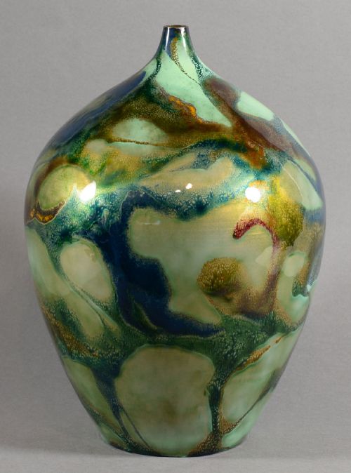 INTERESTING CONTEMPORARY STYLE JAPANESE CLOISONNE ENAMEL VASE SIGNED YUICHI - ADDITIONAL PHOTO 3