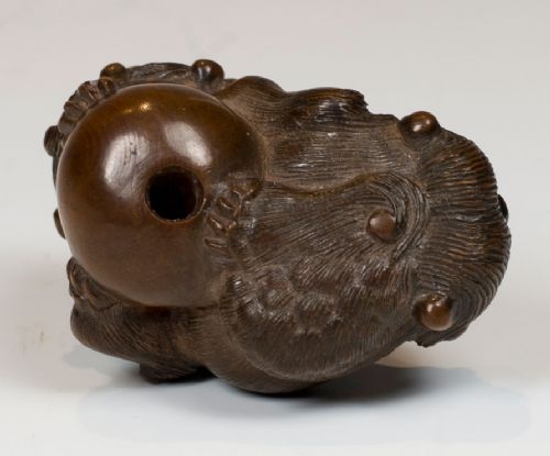 JAPANESE MEIJI PERIOD WOODEN SHI SHI DOG NETSUKE - ADDITIONAL PHOTO 7