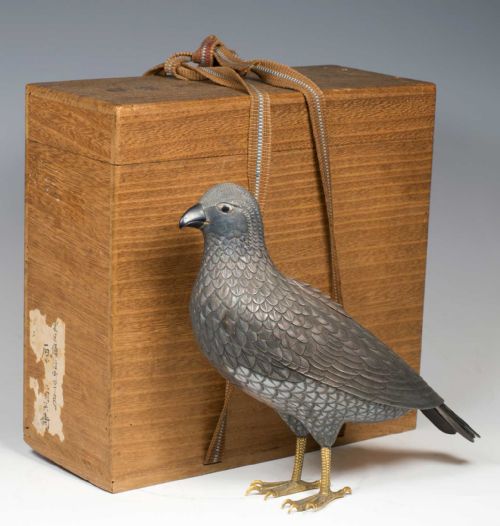 japanese solid silver koroincense burner in the form of a hawk - CATEGORY: ANTIQUE SILVER - DATED 1900