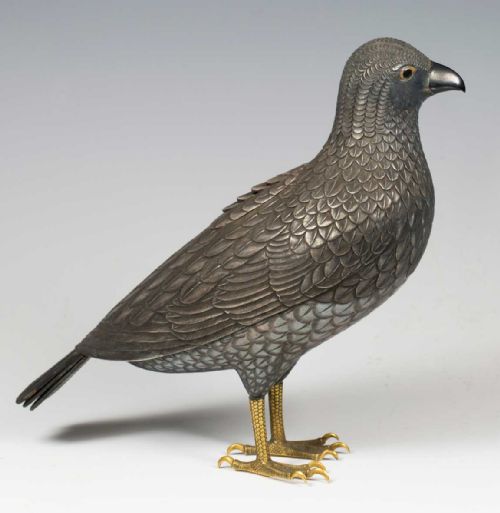JAPANESE SOLID SILVER KOROINCENSE BURNER IN THE FORM OF A HAWK - ADDITIONAL PHOTO 3