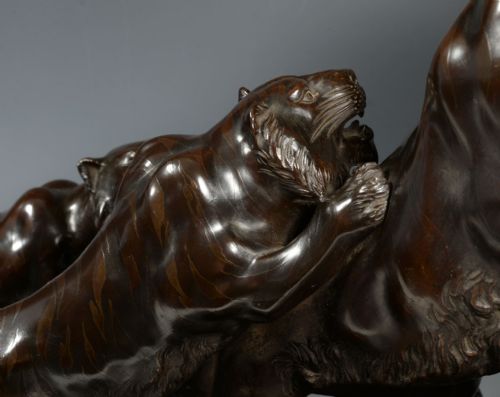 EXCEPTIONAL QUALITY JAPANESE BRONZE TIGER OKIMONO BY AKASOFU GYOKO - ADDITIONAL PHOTO 9