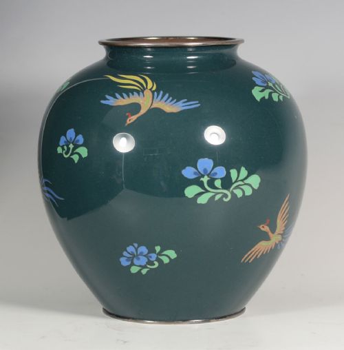 JAPANESE CLOISONNE ENAMEL VASE BY ANDO COMPANY - ADDITIONAL PHOTO 4