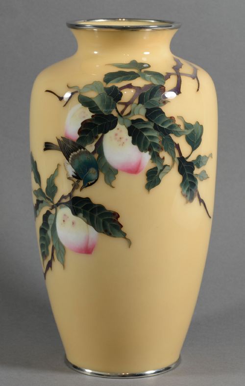 highly decorative japanese cloisonne enamel vase by tamura - CATEGORY: ANTIQUE METAL - DATED 1930