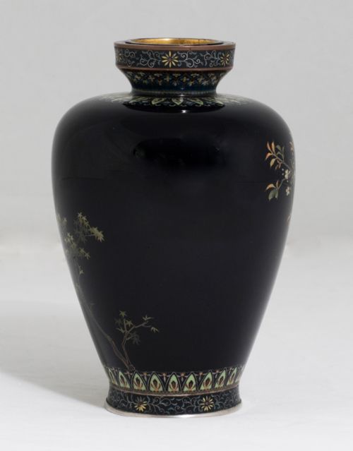 JAPANESE GOLD WIRED CLOISONNE VASE HAYASHI KODENJI - ADDITIONAL PHOTO 2