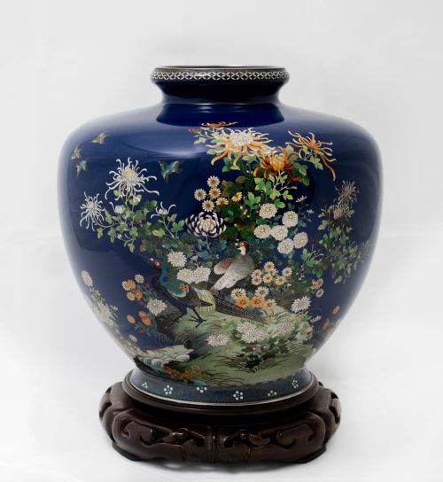 japanese cloisonne enamel vase hayashi kodenji - CATEGORY: ANTIQUE VASES - DATED 1920
