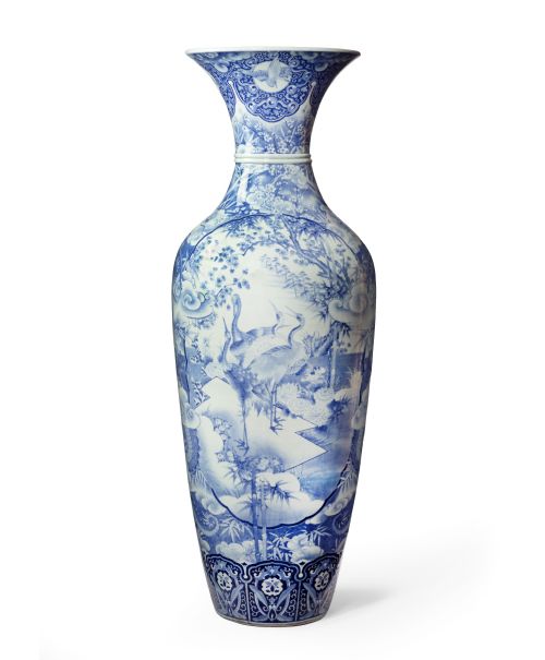 huge japanese ceramic vase arita artist signed - CATEGORY: ANTIQUE VASES - DATED 1880