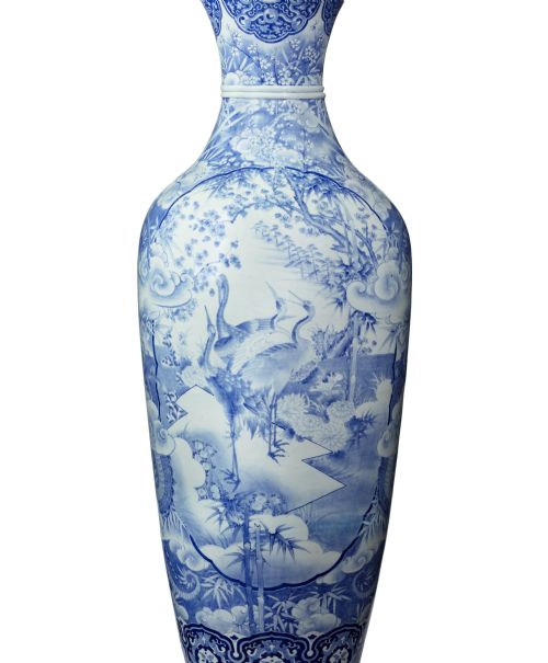 HUGE JAPANESE CERAMIC VASE ARITA ARTIST SIGNED - ADDITIONAL PHOTO 5