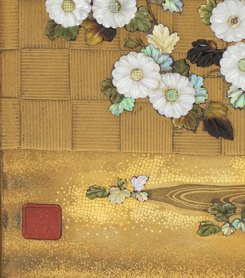 JAPANESE GOLD LACQUER SHIBAYAMA TABLE SCREEN BY MASAAKI - ADDITIONAL PHOTO 6