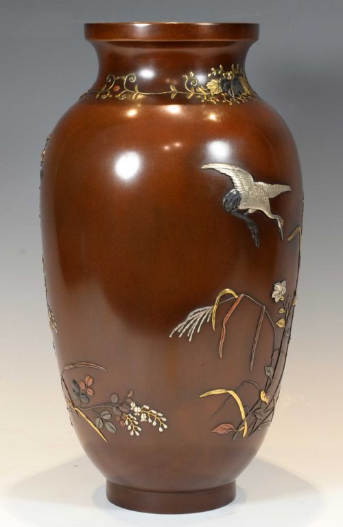 JAPANESE BRONZE MIXED METAL VASE BY YOSHIHISA - ADDITIONAL PHOTO 5