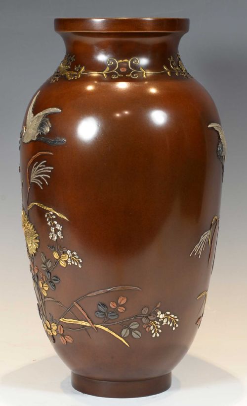 JAPANESE BRONZE MIXED METAL VASE BY YOSHIHISA - ADDITIONAL PHOTO 6