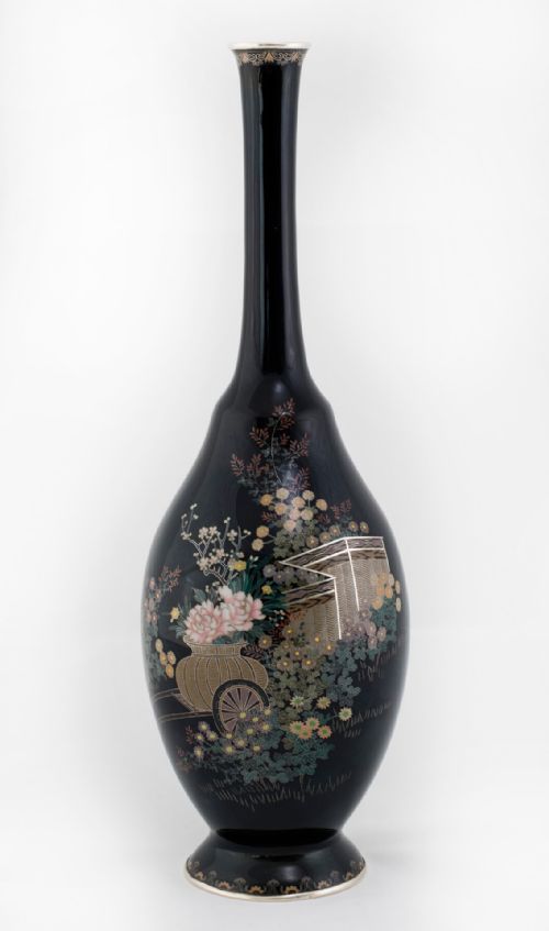 japanese cloisonne enamel silver wire vase - CATEGORY: ANTIQUE METAL - DATED 1910