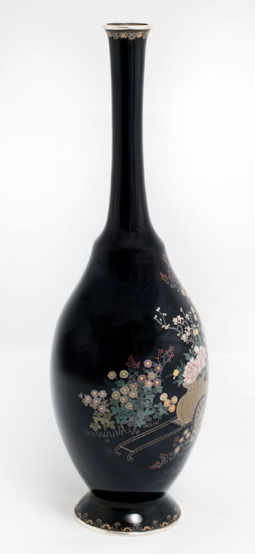 JAPANESE CLOISONNE ENAMEL SILVER WIRE VASE - ADDITIONAL PHOTO 2