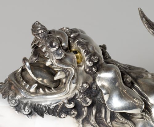 JAPANESE CAST SILVER SHI SHI INCENSE BURNER KORO KAZUMI - ADDITIONAL PHOTO 10