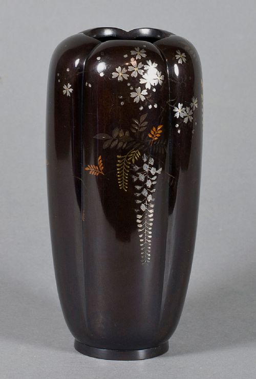 FINE QUALITY JAPANESE SHAKUDO INLAID VASE BY NOGAWA COMPANY - ADDITIONAL PHOTO 1