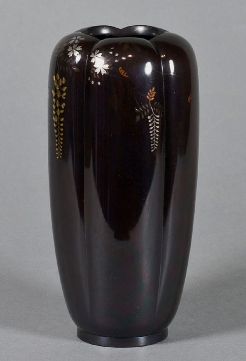 FINE QUALITY JAPANESE SHAKUDO INLAID VASE BY NOGAWA COMPANY - ADDITIONAL PHOTO 4