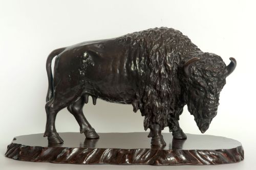 large japanese bronze bison okimono by maruki - CATEGORY: ANTIQUE SCULPTURES - DATED 1890