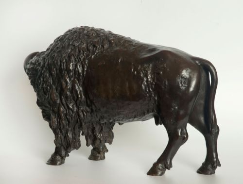 LARGE JAPANESE BRONZE BISON OKIMONO BY MARUKI - ADDITIONAL PHOTO 5