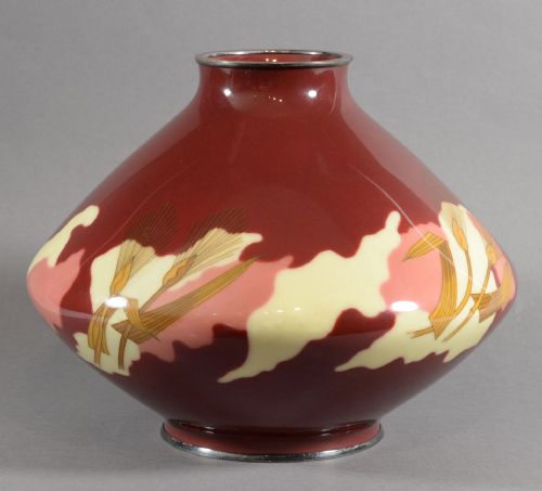 STYLISH JAPANESE CLOISONNE ENAMEL VASE ANDO COMPANY - ADDITIONAL PHOTO 1
