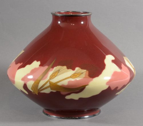 STYLISH JAPANESE CLOISONNE ENAMEL VASE ANDO COMPANY - ADDITIONAL PHOTO 2