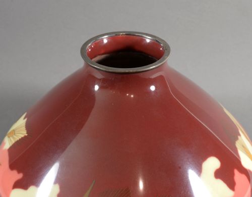 STYLISH JAPANESE CLOISONNE ENAMEL VASE ANDO COMPANY - ADDITIONAL PHOTO 4