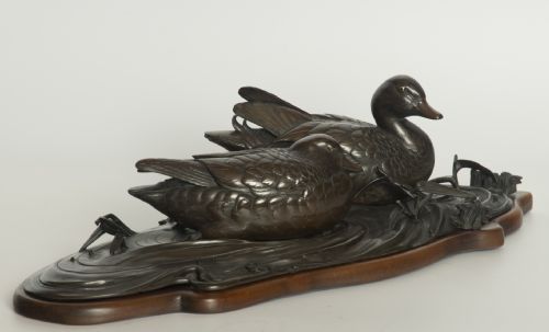 CHARMING JAPANESE BRONZE DUCKS OKIMONO - ADDITIONAL PHOTO 2