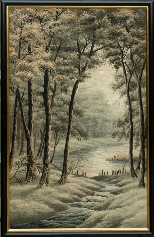 large japanese silk textile landscape - CATEGORY: ANTIQUE MISCELLANEOUS - DATED 1900