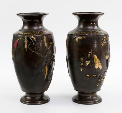 fig 2. Japanese Bronze and Mixed Metal Vases - Suzuki Chokichi
