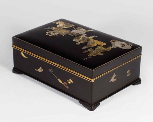 JAPANESE KOMAI STYLE DAMASCENED IRON BOX LUCKY GODS - ADDITIONAL PHOTO 6