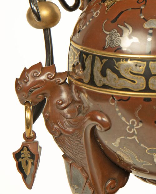 OUTSTANDING JAPANESE MIXED METAL INCENSE BURNER KORO - ADDITIONAL PHOTO 10
