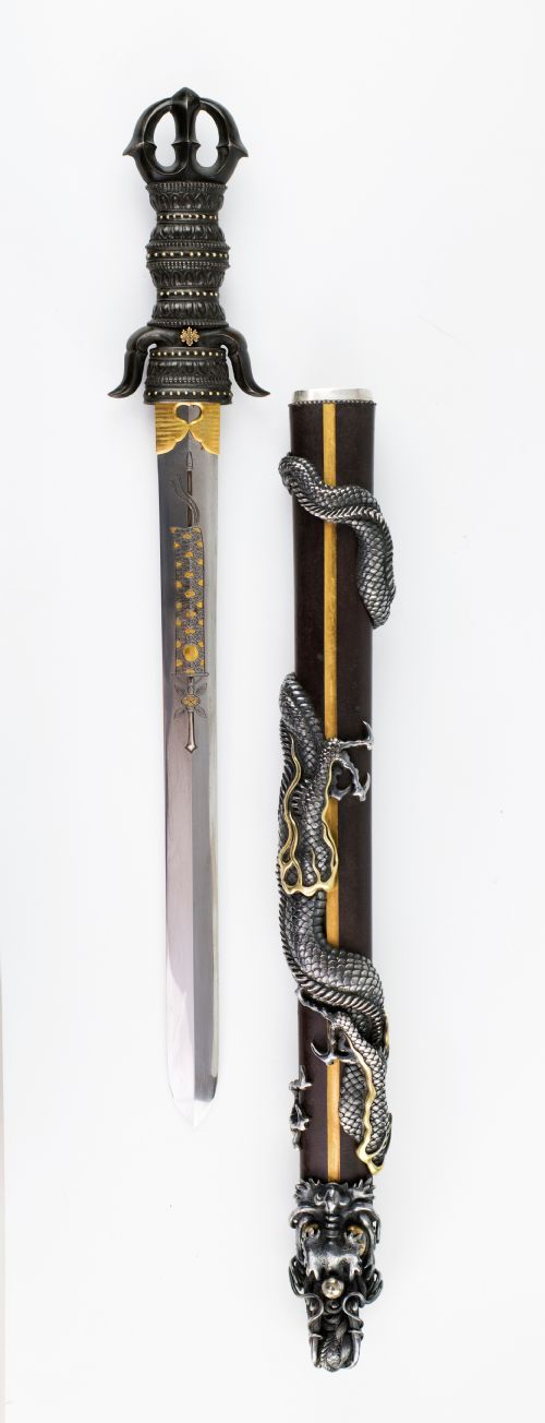 HUGE FINELY MOUNTED JAPANESE MIXED METAL OTANTO WAKIZASHI - ADDITIONAL PHOTO 3