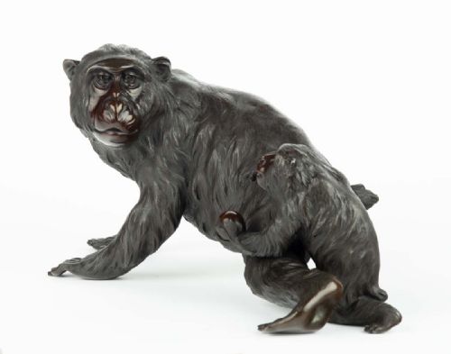 LARGE JAPANESE BRONZE MONKEY OKIMONO GENRYUSAI SEIYA - ADDITIONAL PHOTO 6