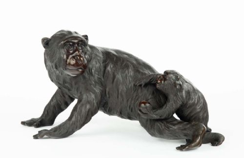LARGE JAPANESE BRONZE MONKEY OKIMONO GENRYUSAI SEIYA - ADDITIONAL PHOTO 7