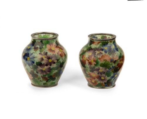 PAIR OF JAPANESE PLIQUE A JOUR VASES HATTORI TADASABURO - ADDITIONAL PHOTO 4