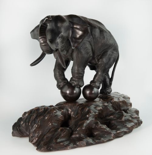 LARGE JAPANESE BRONZE ELEPHANT OKIMONO GENRYUSAI SEIYA - ADDITIONAL PHOTO 1