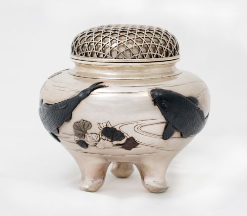 JAPANESE SILVER AND MIXED METAL CARP KORO - ADDITIONAL PHOTO 3