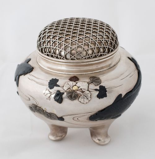 JAPANESE SILVER AND MIXED METAL CARP KORO - ADDITIONAL PHOTO 9