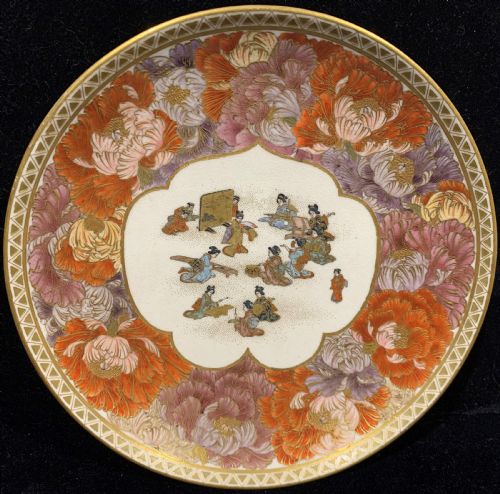 fine japanese satsuma dish by yabu meizan - CATEGORY: ANTIQUE PLATES - DATED 1890