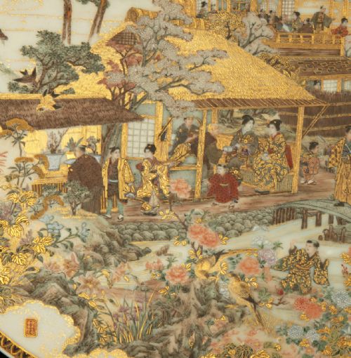 LARGE RARE JAPANESE SATSUMA PORCELAIN PANEL - ADDITIONAL PHOTO 2